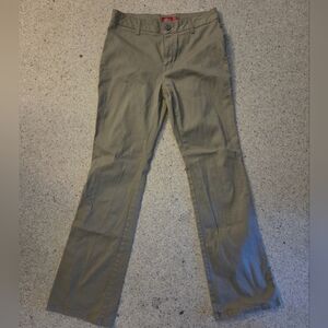 Dickies Workwear Womens Pants Dark Khaki flat Front Sz 7/28 Boot Cut